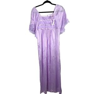 Rikki New York Lace Vintage Lace Satin Elegant Nightgown Small Purple Lavender‎